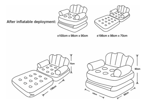Sofá Cama Inflable Sillón Puff Gigante De Hogar Inc/envio