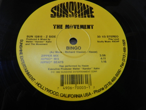 The Movement Lp Bingo U$a 1992 Sun 12815