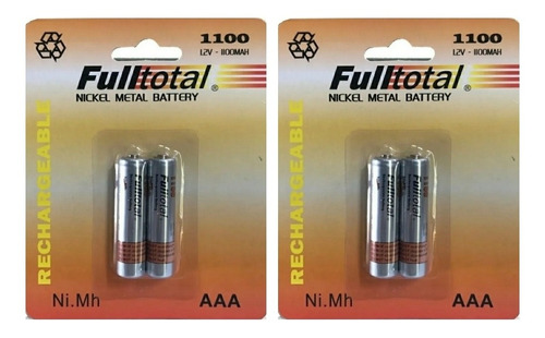 4 Pilas Recargables Full Total 1100 Mah Aaa Nimh Blister