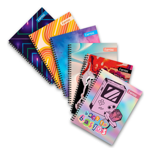 Cuaderno Profesional Ferrini Doble Aro Diseños 100h 6-pack Color Cuadro Chico