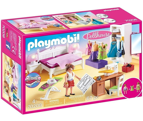 Set Playmobil 70208 Dollhouse Dormitorio Costura 67 Piezas