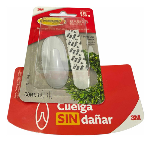 Gancho Mediano Blanco 3m Command Basics Cuelga Sin Dañar