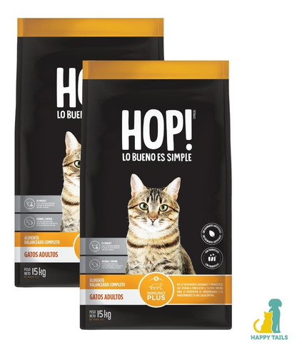 Hop! Gato Adulto 2 X 15 Kg (30 Kg) - Happy Tails