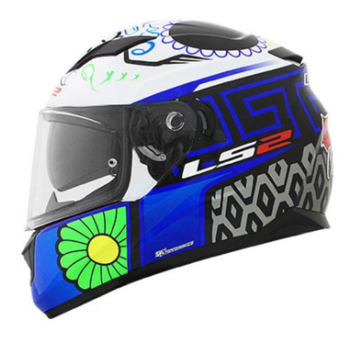 Capacete Ls2 Ff320 Stream Couture Branco Azul Feminino