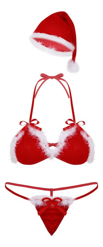 Conjunto Pascuera Bikini Navideño Lencería Sensual Erótico