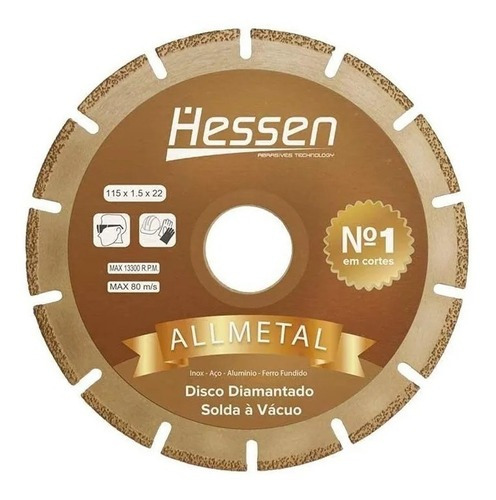Disco De Corte Diamantado P/ Aço Alumínio Inox 115 Mm X 7/8