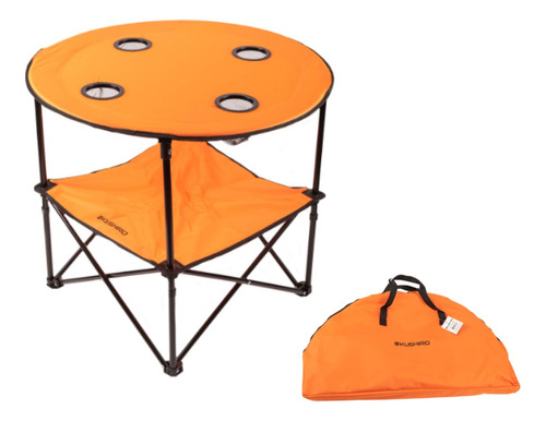 Mesa Plegable Con Porta Vasos 2 Niveles Playa Camping Pesca