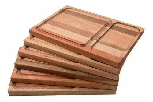 Set 6 Platos De Asado Diamante Tablas De Madera