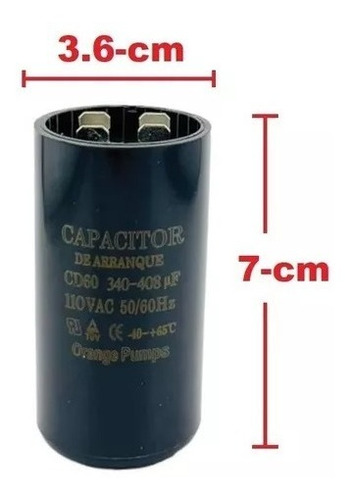 Capacitor Arranque De Motor 340-408uf Mfd 110v Bote 1