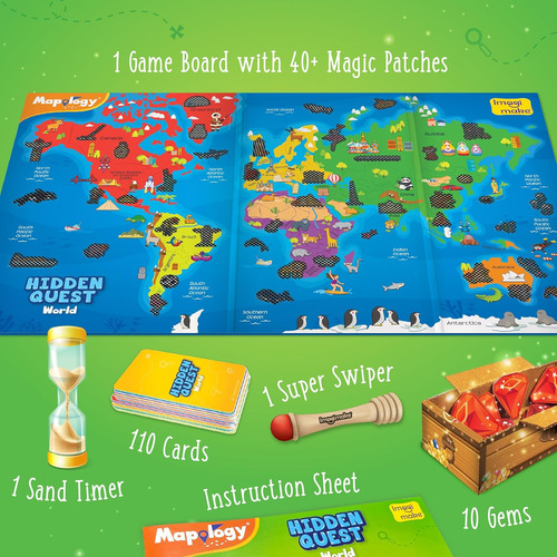 Imagimake Mapology Hidden Quest World Map - Juego De Mesa |