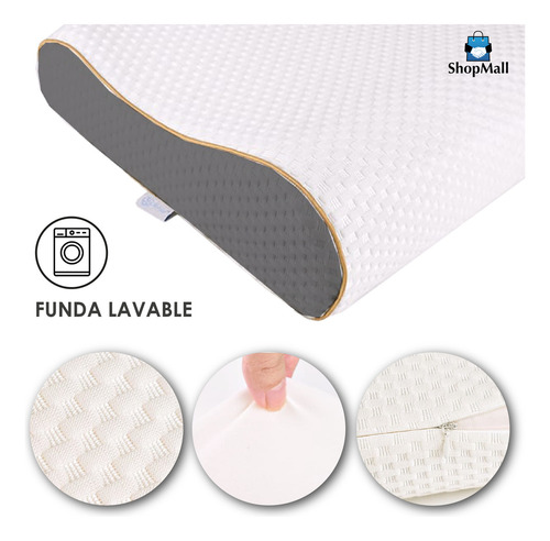 Almohada Ortopédica Ergonómica Cervical Memory Foam Gel Color Blanco