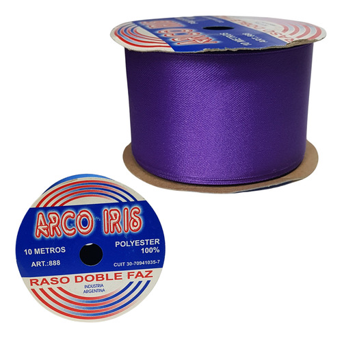 Cinta Raso Doble Faz N°12 50mm X Rollo 10mts Violeta Arco Iris