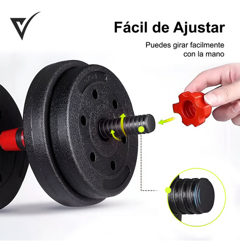 Mancuernas Pesas Ajustables Con Barra Kit De Ejercicio 30kg Negro