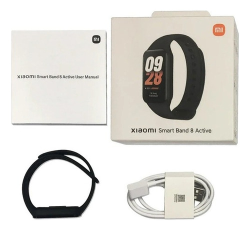 Funda deportiva para Xiaomi Mi Band 8 Active Smartwatch, versión global, color negro, correa, color bisel negro, diseño de pulsera de malla negra