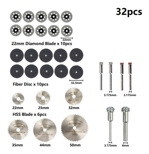 Kit 32pzas Mini Discos Sierra Para Mototool 3mm (1/8)