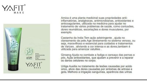 Imagem 2 de 2 de Creme De Arnica Para Tratamento Para Dor Actlife 60g - Yafit