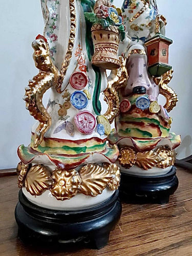 Antiguas Figuras Japonesas De Porcelana De 37 Cm