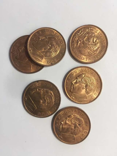 Moneda 10 Centavos Juárez 1957-2,1959-3,1966-2 Con Brillo Na