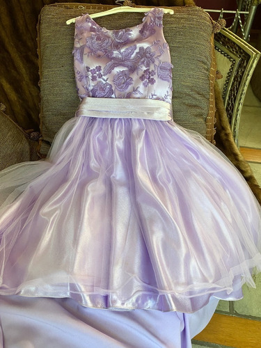 Vestido De Fiesta Para Niña Lila Exclusivo