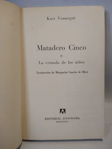 Matadero Cinco Kurt Vonnegut Anagrama (Usado)