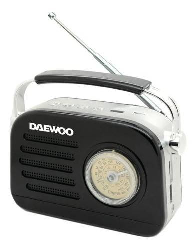 Radio Retro Daewoo Am Fm Usb Bluetooth 220 V O Pilas Color Negro