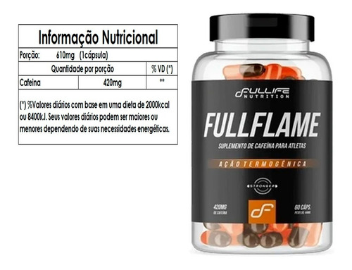 Fullflame Cafeina 420mg Por Capsula 60 Doses Fulllife 