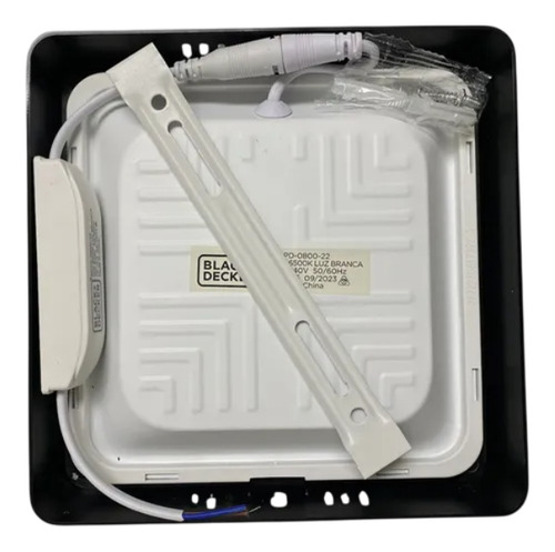 Plafon Quadrado Sobrepor 12w Preto Branco Quente 3000k