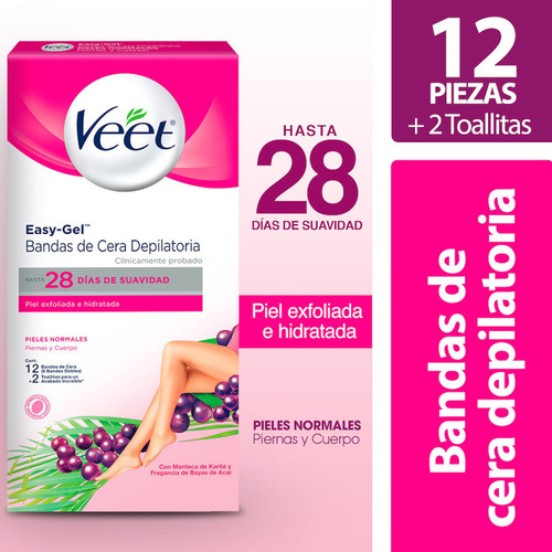 Veet Bandas Depilatorias Corporales Para Piel Normal 12u