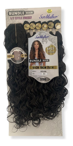 Cabelo Ondulado Sylvia 75cm 320g Fibra Futura Top Closure Cor 2 Castanho Escuro