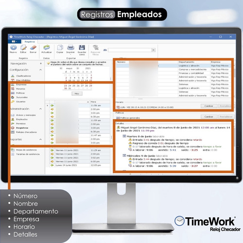 Timework Reloj Checador Biométrico, Usb Y Red, App Opcional Negro