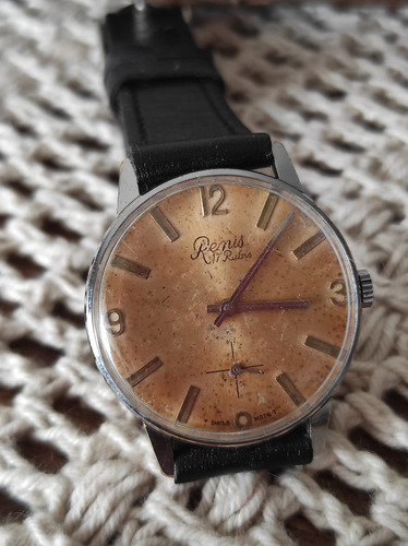 Reloj Renis 17 Rubis ( Oportunidad ) Swiss Coleccion Negro Plateado Champagne (Usado)