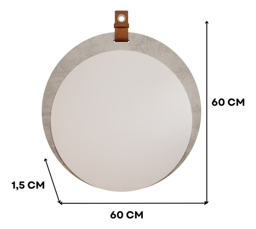 Espelheira Para Banheiro Lua Mgm 60cm Mdf Cinza Cimento
