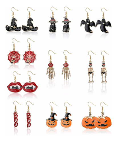 10 Pares De Pendientes De Halloween Para Mujer, Pendientes D