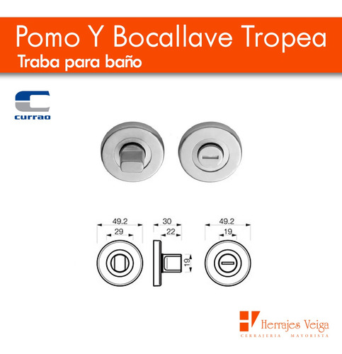 Pomo Y Bocallave Baño Currao Tropea Herrajes Traba De Baño.