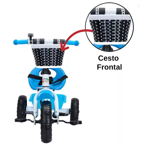 Triciclo Infantil Passeio Empurrador 2 Em 1 Importway BW003AZ Motoca Azul