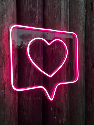 Cartel Neon Led Corazon Like Luminoso Acrilico Transparente