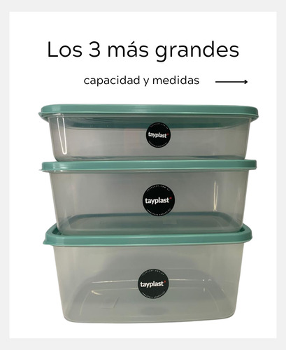 Set X8 Hermeticos Contenedor Plastico Vianda Taper Typlast Verde