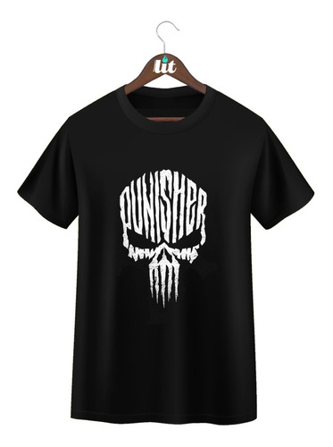 Poleras Con Diseño Punisher Calavera Con Letras