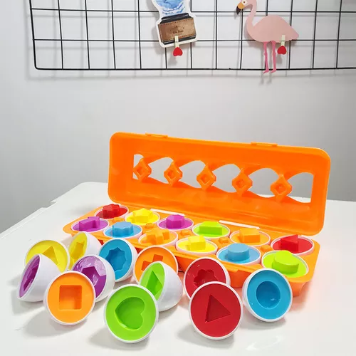 Brinquedo Educativo Montessori Infantil Ovo De Encaixar Formas Geométrica  Ovos Páscoa Autista (Sacola com 6 unidades)
