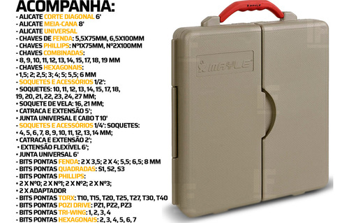 Kit Jogo De Ferramentas Profissionais 110 Peças Com Maleta