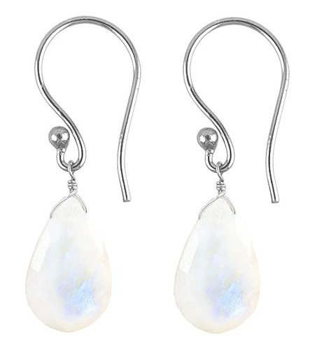 Moonstone Faceted Pear Stone Dangle Earrings Women Gemstone