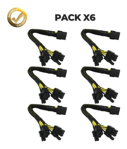 Imagen 1 de 5 de Cable Splitter Pcie 6 A 2x 8 Pin (6+2) Mineria Pack X6