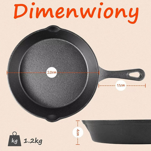 Sartén Antiadherente Olla Hierro Fundido 20cm Fondo Plano