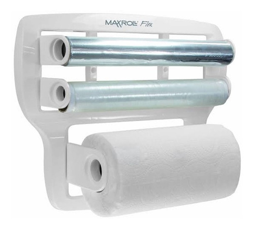 Suporte Porta Rolos Maxroll Flex Papel Toalha Pvc Alumínio Cor Branco