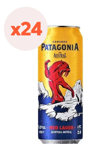 Caja Cerveza Austral Patagonia Red Lager Lata 470cc - 24 Uds