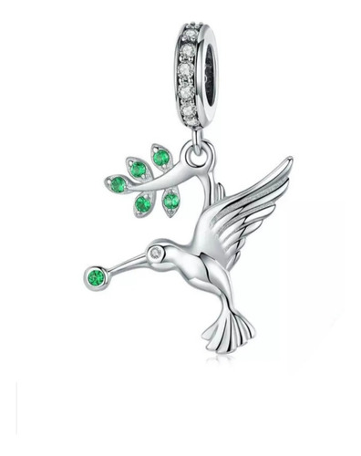 Charm Colibrí Plata S925 Y Zirconias Dije Compatible Pulsera