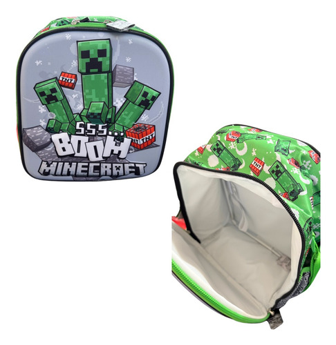 Kit Completo De Mochila Escolar Con Ruedas Minecraft Con Luz Verde Lima Minecraft Con Luz R