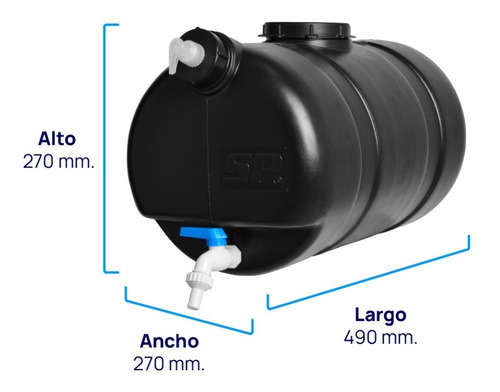 Imagen 2 de 4 de Tanque De Agua Para Camion 25lts Negro Completo