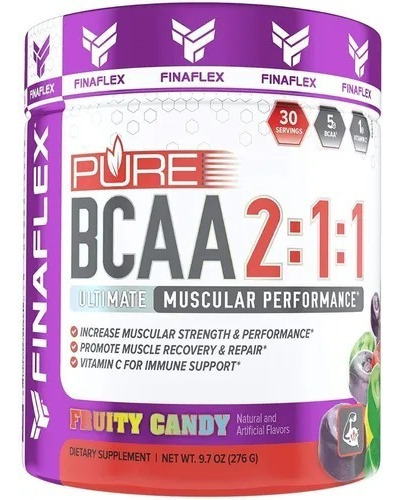 Pure Bcaa 2:1:1 Finaflex Con Vitamina C 30 Servicios Sabor Fruity Candy