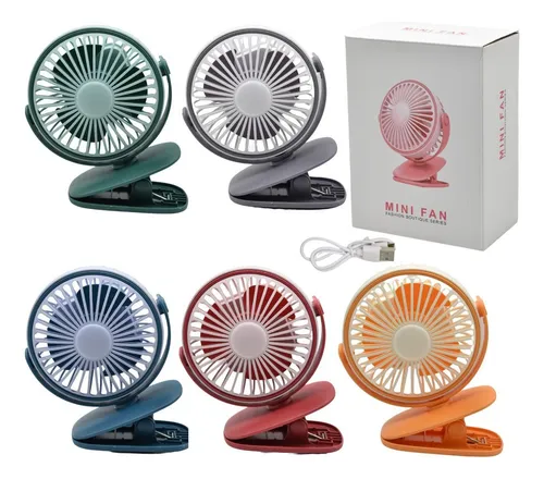 Ventilador Recargable 15x10x13 De Clip Para Escritorio Estructura Azul Aspas Blanco Diámetro 13 Cm Material De Las Aspas Plástico